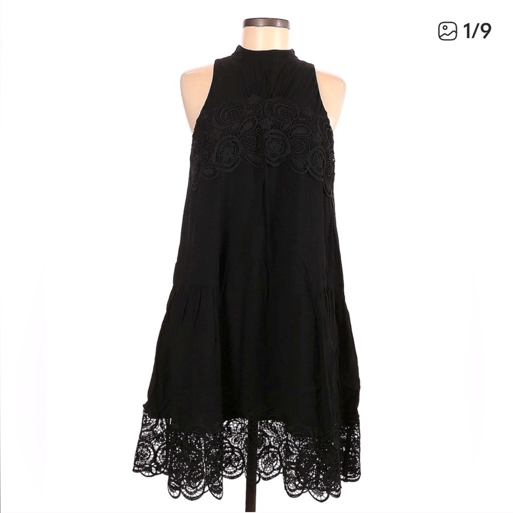 H&M Dress Cocktail Black  Lace Detail Sleeveless Halter Dress Sz. 6